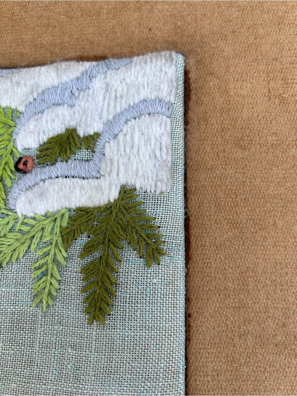 Vintage Art Crewel Owl Framed Embroidery Handmade Winter Cottagecore 18.5x23.5 - Picture 6 of 13